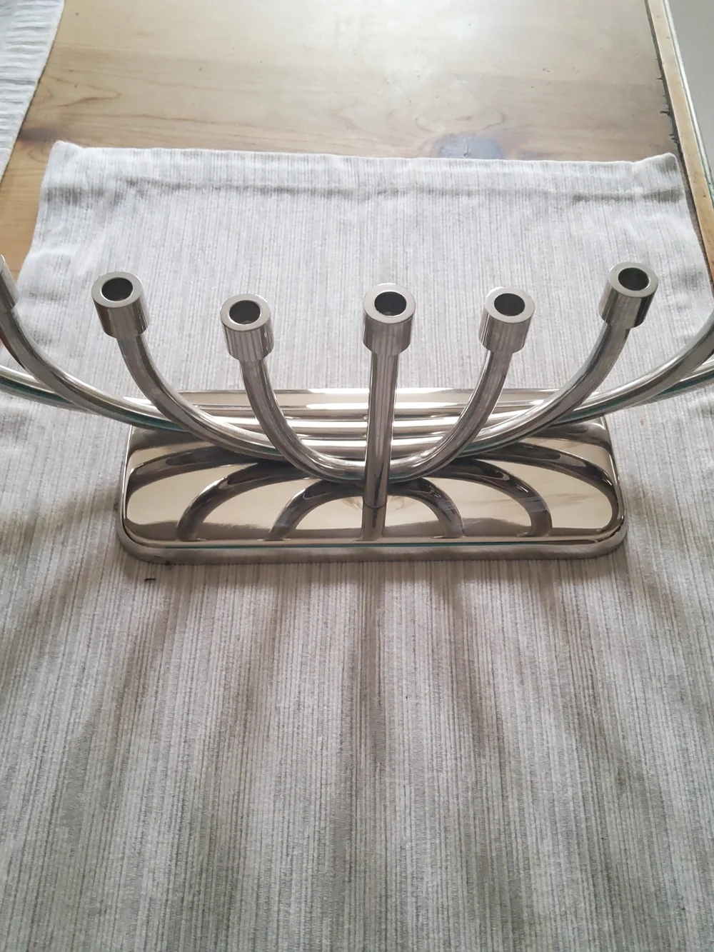 Crate & Barrel Silver Metal Menorah EUC